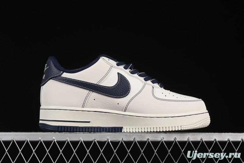 Nike Air Force 1'07 Low Casual Sneakers in Cream with Blue Swoosh - SC9207-535