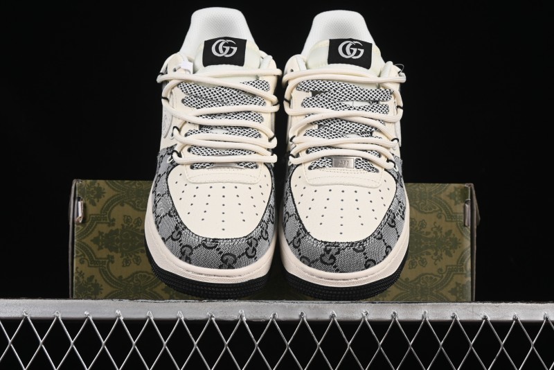 Nike Air Force 1'07 Low Gucci Collaboration Grey Pattern Drawstring Casual Sneakers - YX5066-319