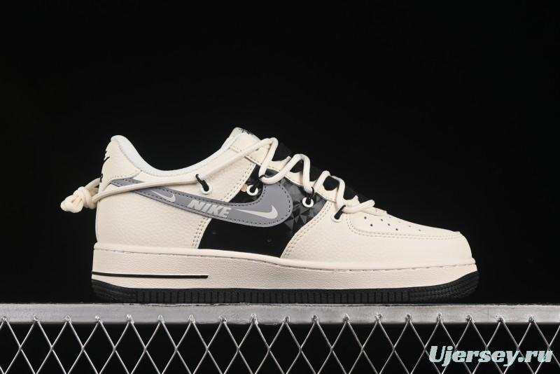 Nike Air Force 1 '07 Low Stussy Collaboration Black Diamond Lace-Up Casual Sneakers - DM6868-073