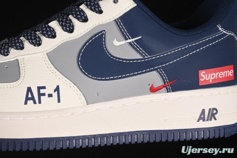 Nike Air Force 1 '07 Low Supreme Collaboration Grey Blue Casual Sneakers - HH7518-054