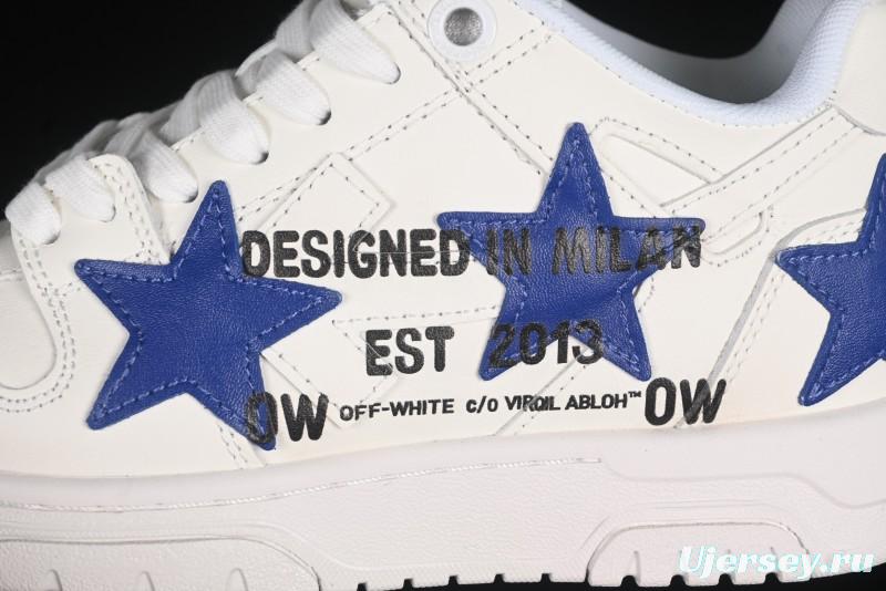 Off-White Out Of Office Low-Top Fashion Sneakers White Blue Star - AJD4
