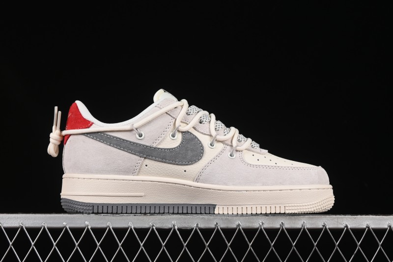 Nike Air Force 1 '07 Low LV Collaboration Two-Tone Red Heel Drawstring Casual Sneakers - DM6868-084