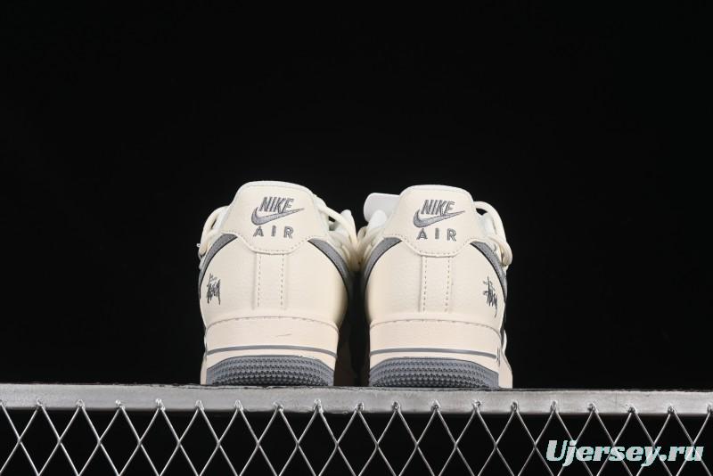 Nike Air Force 1 '07 Low Stussy Collaboration Grey Diamond Lace-Up Casual Sneakers - DM6868-072