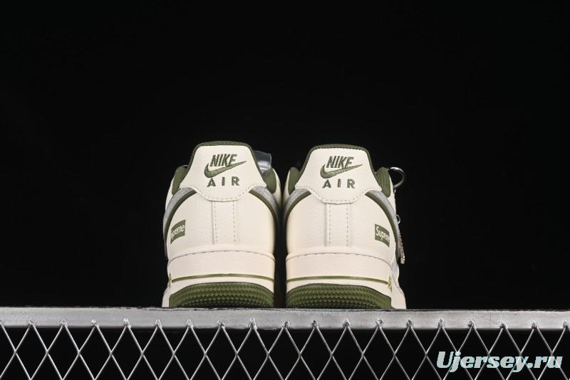 Nike Air Force 1 '07 Low Supreme Collaboration Military Green Multi Swoosh Casual Sneakers - XX3168-148