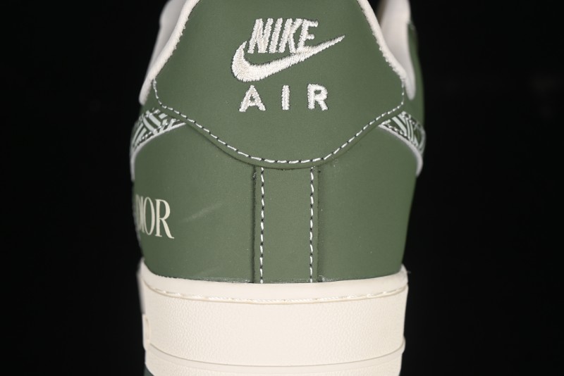 Nike Air Force 1'07 Low Dior Collaboration Dark Green Floral Swoosh Casual Sneakers - KK1988-081