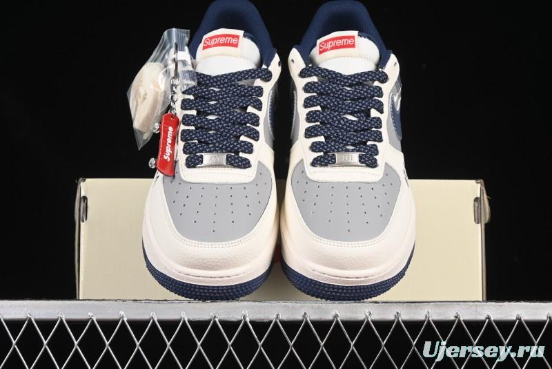 Nike Air Force 1 '07 Low Supreme Collaboration Grey Blue Casual Sneakers - HH7518-054