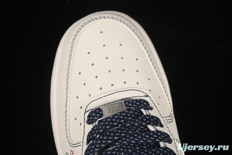 Nike Air Force 1 '07 Low Stussy Collaboration Dual-Tone Blue Red Logo Casual Sneakers - HH7518-072