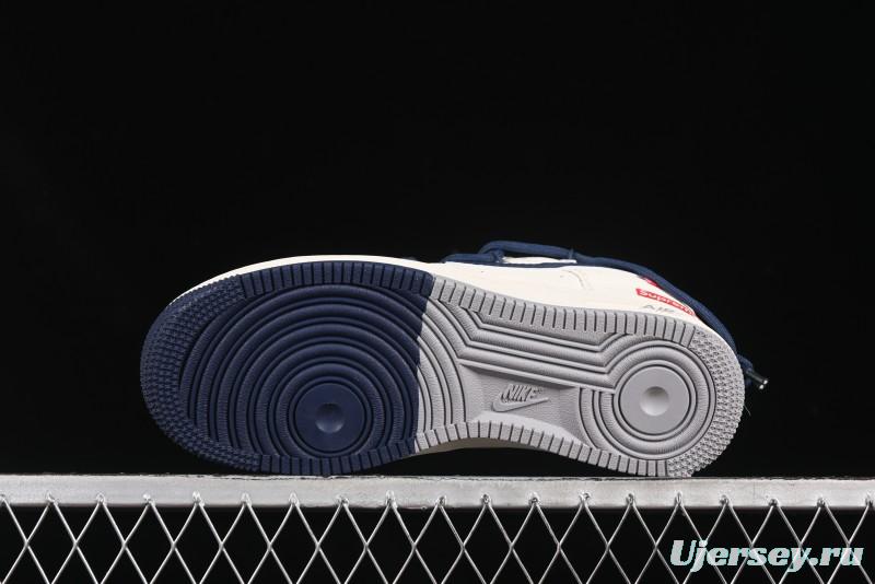 Nike Air Force 1 '07 Low Supreme Collaboration Two-Tone Blue Grey Lace-Up Casual Sneakers - DM6868-068