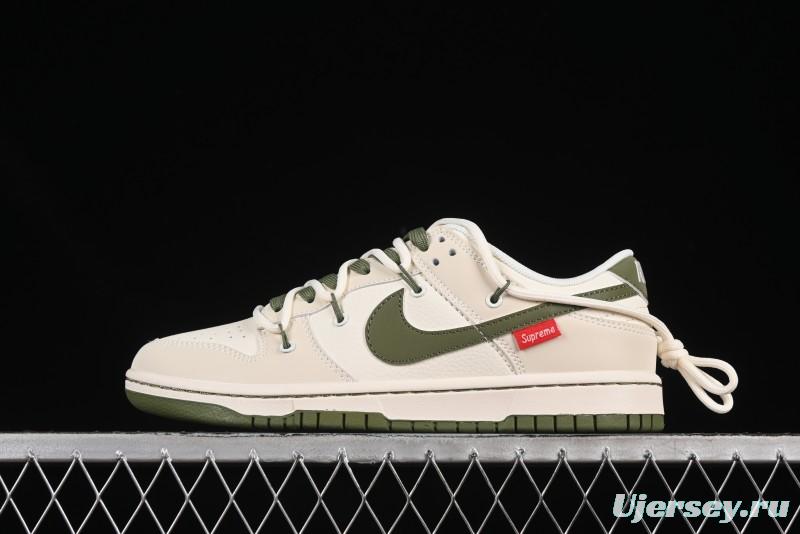 Nike SB Dunk Low Sup Anniversary Customized Low-Top Skateboarding Shoes with Strap and Green Swoosh - DM6868-090