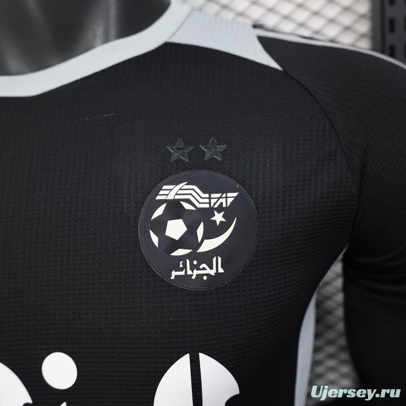 Player Version 2025 Algeria Black with White Arabic Sponsor Jersey