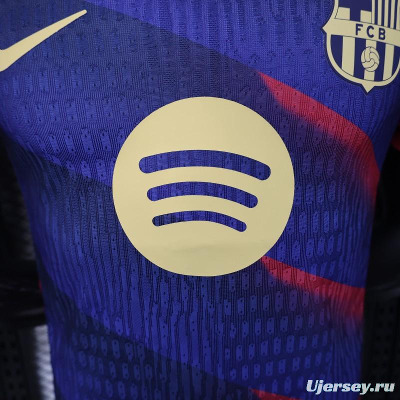 Player Version 25/26 FC Barcelona Blue with Red Diagonal Stripes Jersey