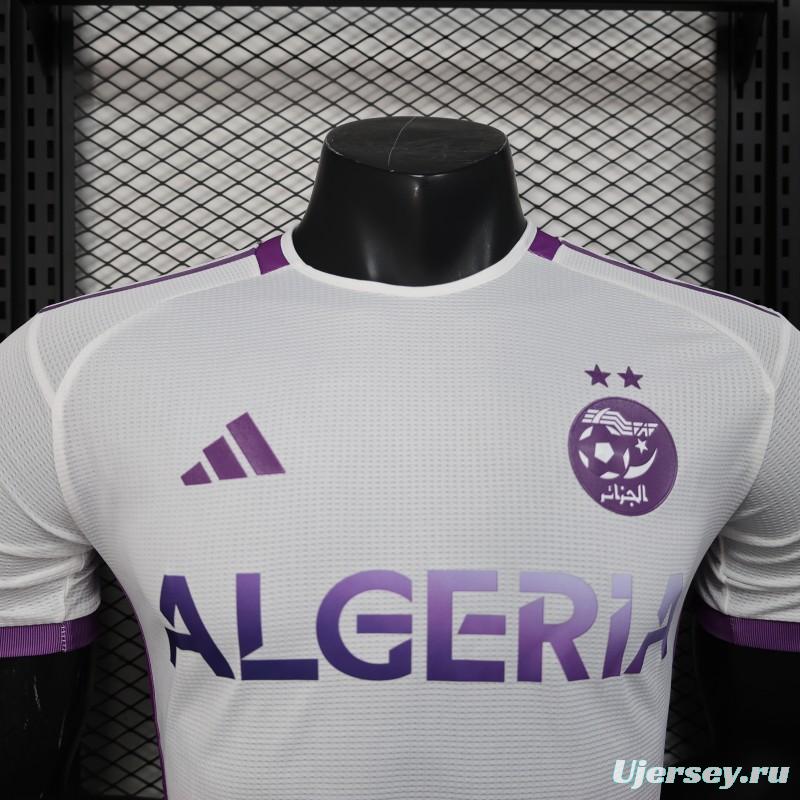 Player Version 2025 Algeria White with Purple Honeycomb Pattern Jersey