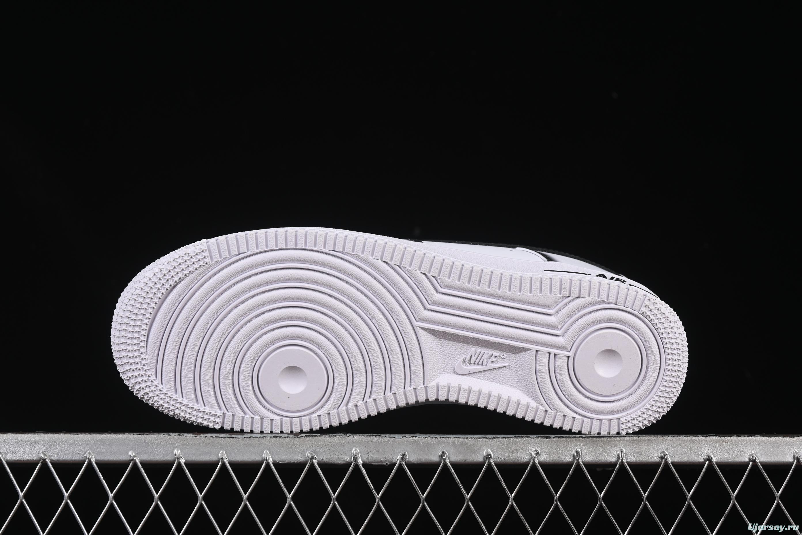 Nike Air Force 1'07 Low Casual Sneakers with Black Border, Green Swoosh & Gold Embroidery - ZH0316-075