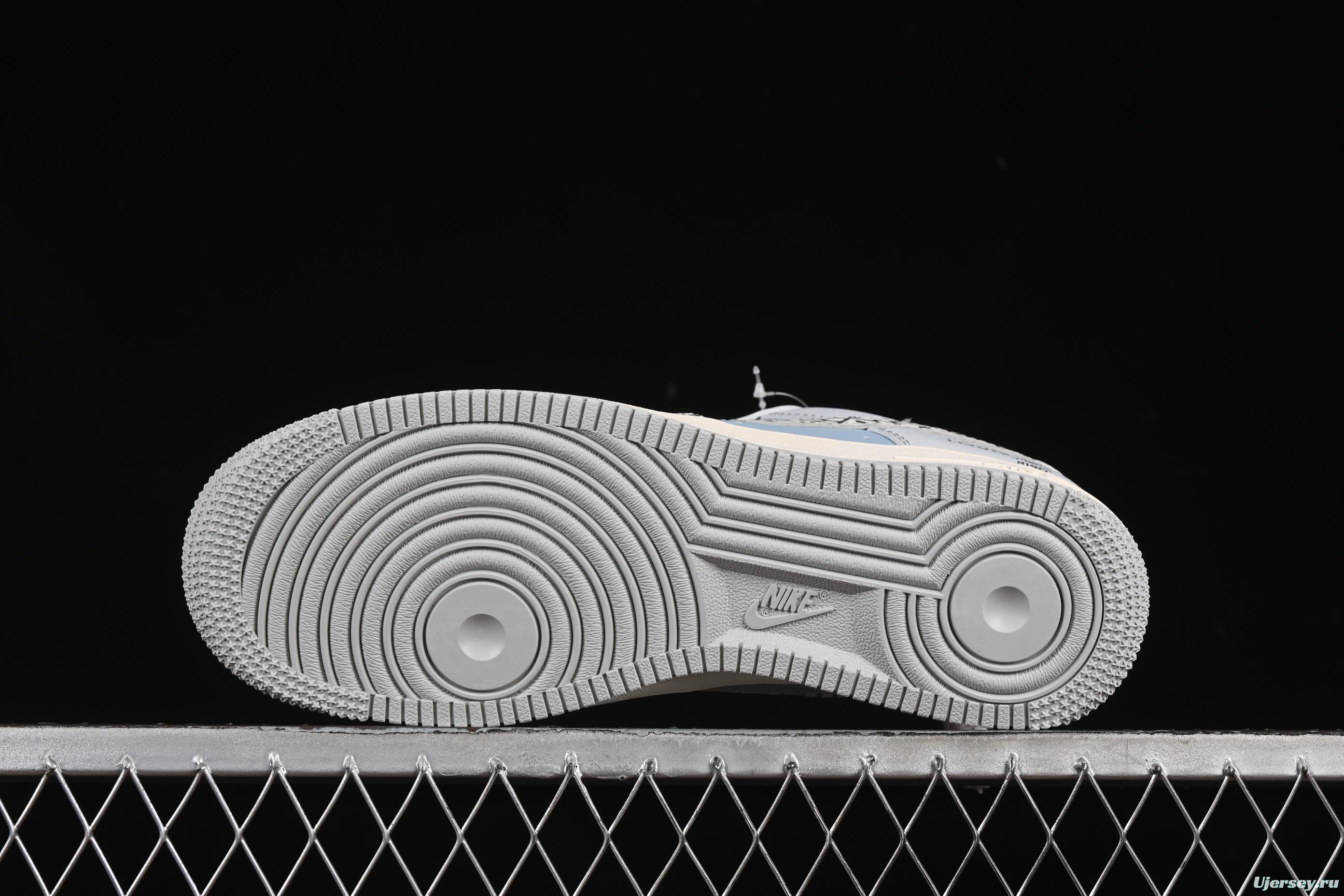 Nike Air Force 1'07 Low LV Collaboration Grey Blue Stone Texture Casual Sneakers - ZH2598-307