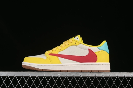 Nike Travis Scott x Fragment Design x Air Jordan 1 Low OG SP AJ1 Collaboration Retro Sneakers with Reverse Swoosh - DN6901-091