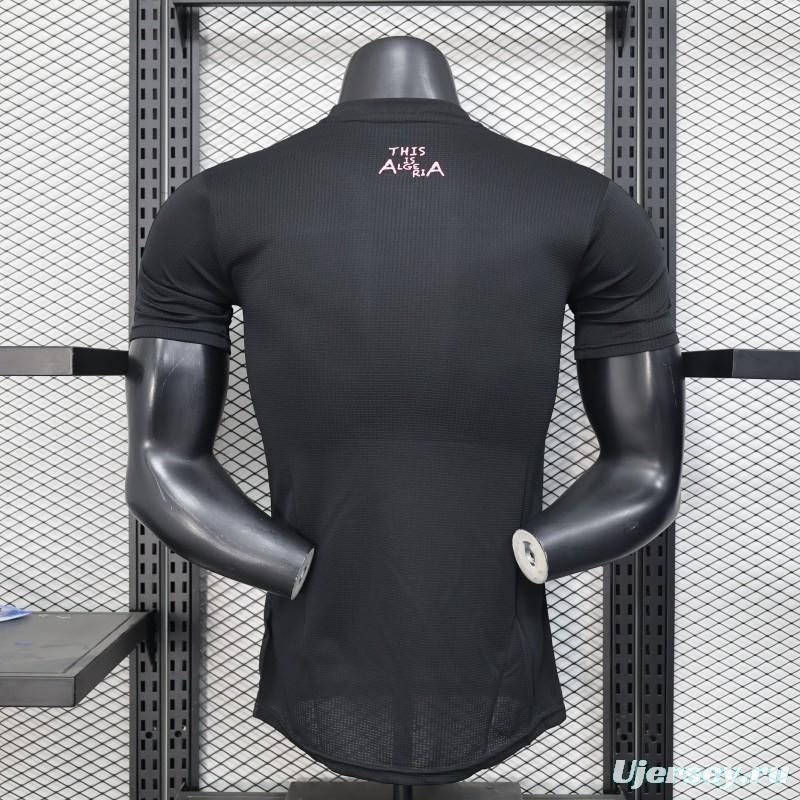 Player Version 2025 Algeria Black with Pink Ornamental Pattern Jersey