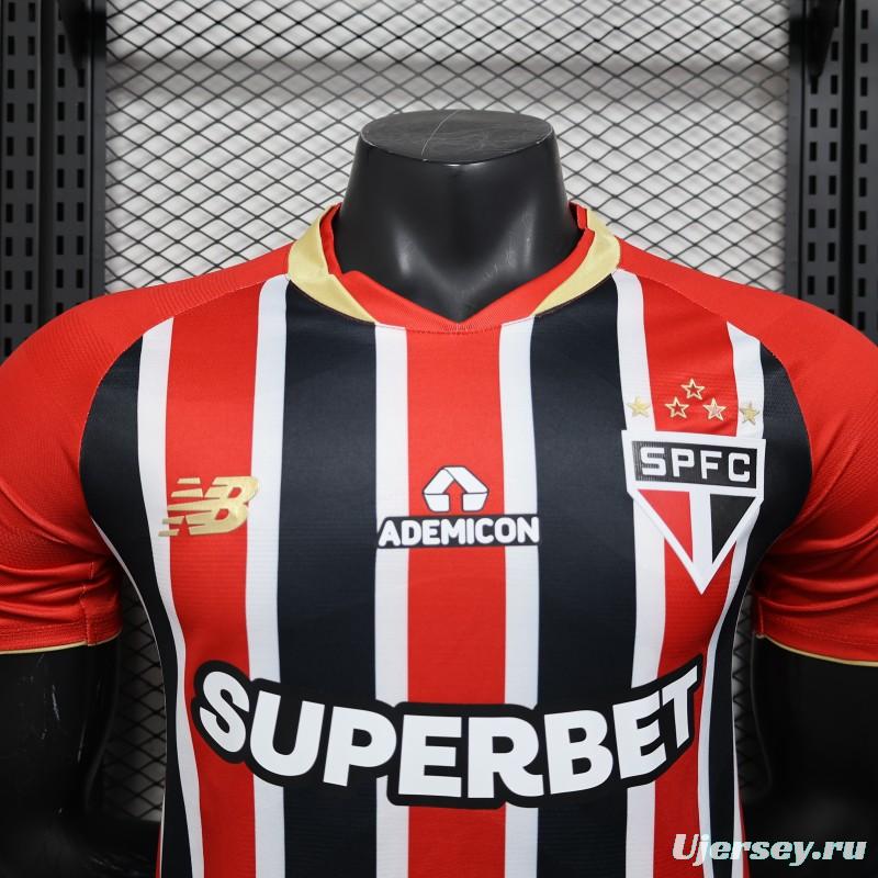 Player Version 25/26 Sao Paulo Home Jersey With Full Sponsors