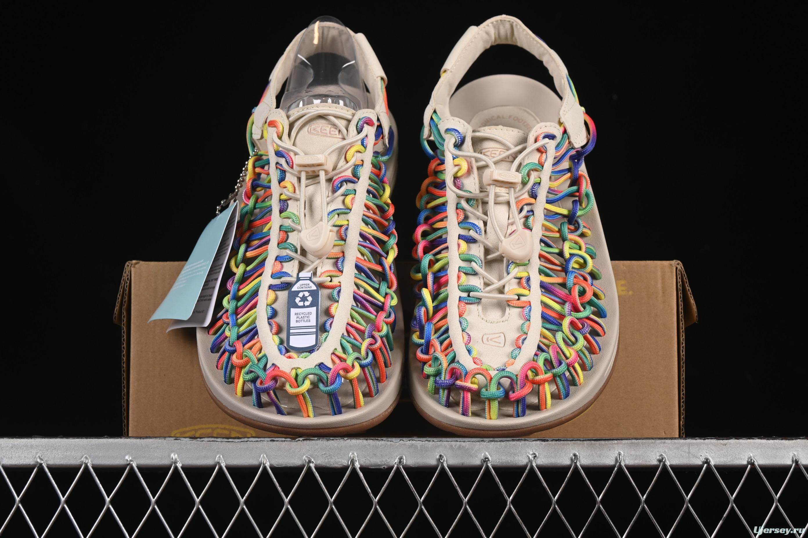 Keen Uneek Flat-M Woven Elastic Strap Camouflage Outdoor Sandals for Hiking and Water Sports - 1025169 CAMOUFLAGE