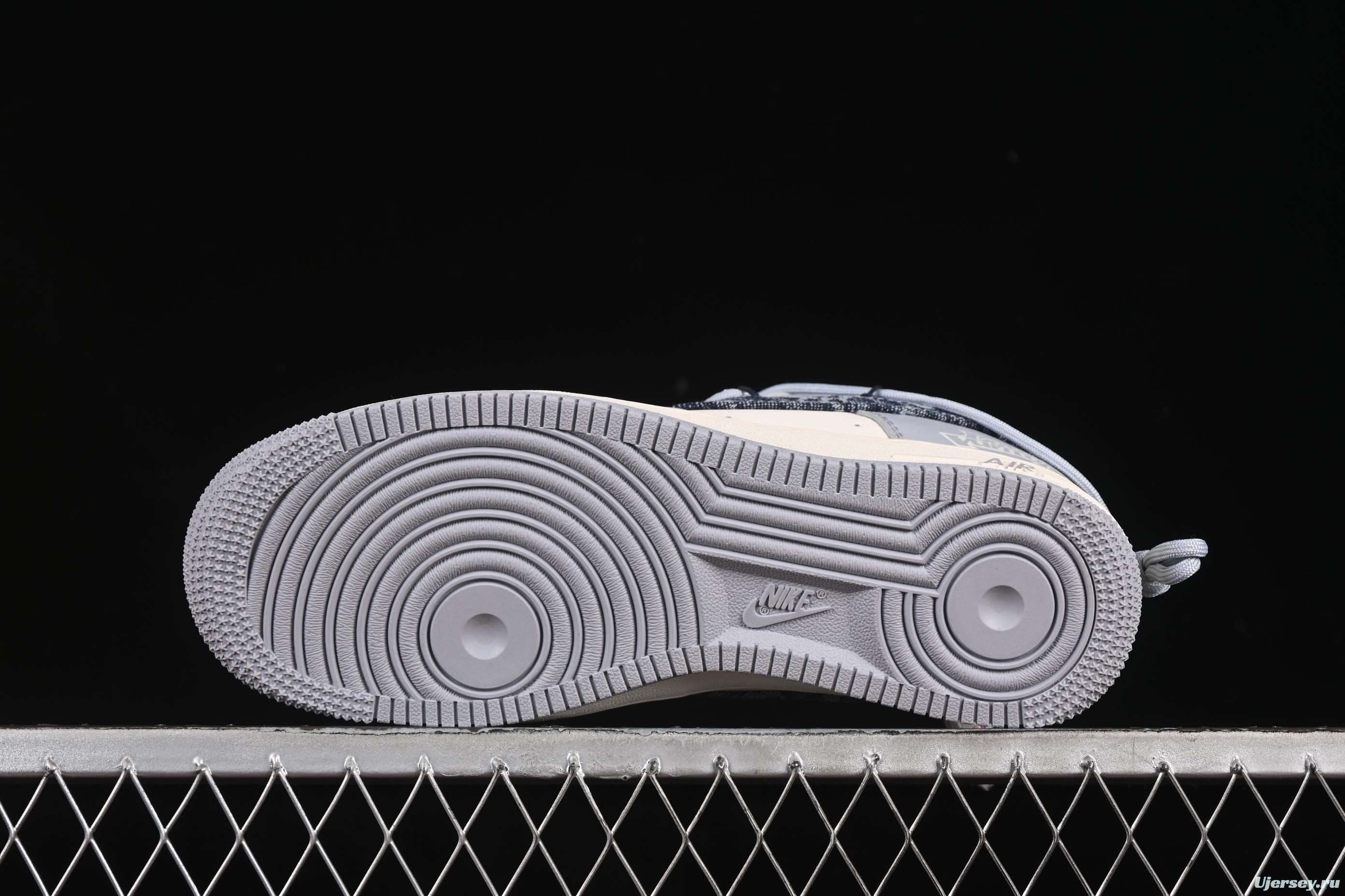 Nike Air Force 1'07 Low LV Collaboration Grey Blue Canvas Lace-Up Casual Sneakers - DM6868-099