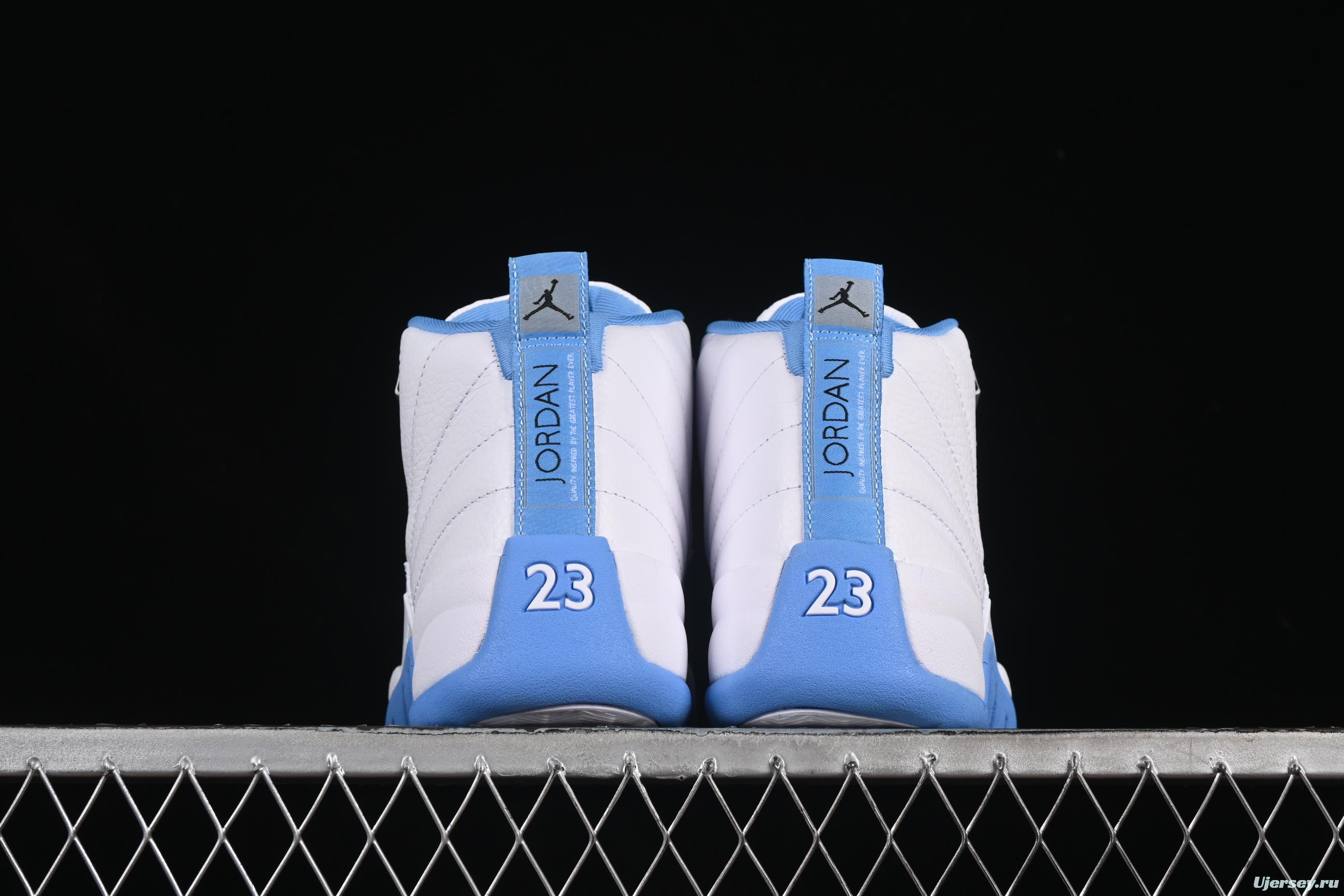 Nike Air Jordan 12 Retro Basketball Shoes in White University Blue - CT8013-112