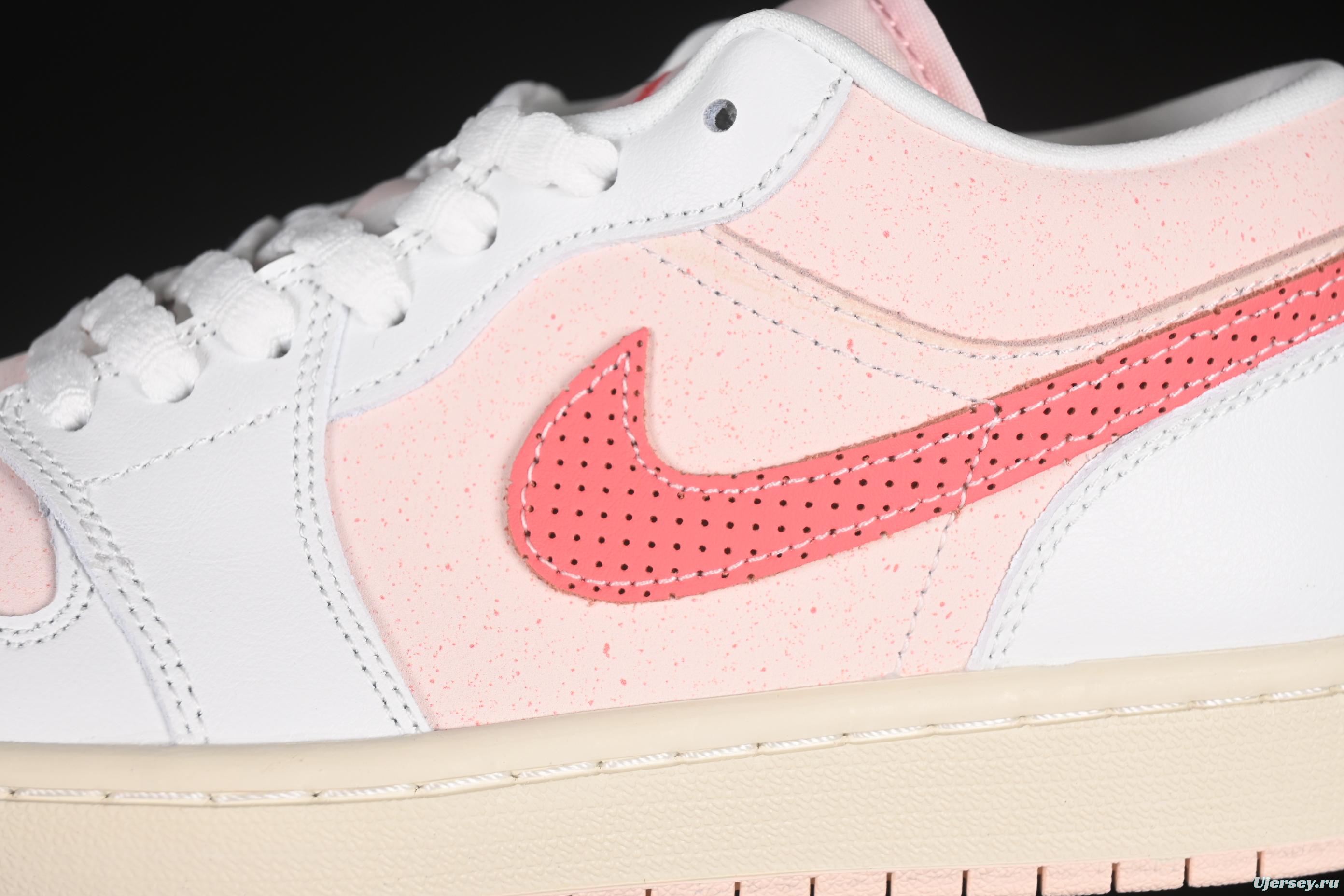 Nike Air Jordan 1 Low AJ1 White Pink Low-Top Casual Lifestyle Sneakers - IB8156-133