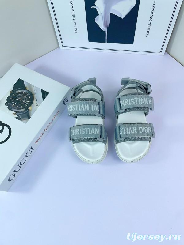 2025 Kids Dior Grey Black Fabric Sandals