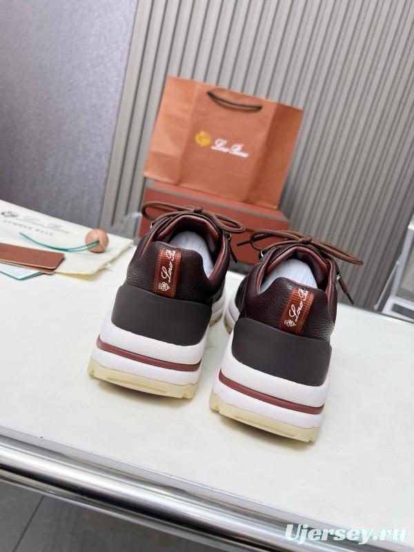 2024 Men Le Parmentier Brown Leather Mesh Sneakers MJ00350