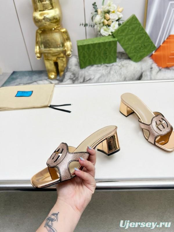 2025 Gucci Beige Leather Slippers MJ00190