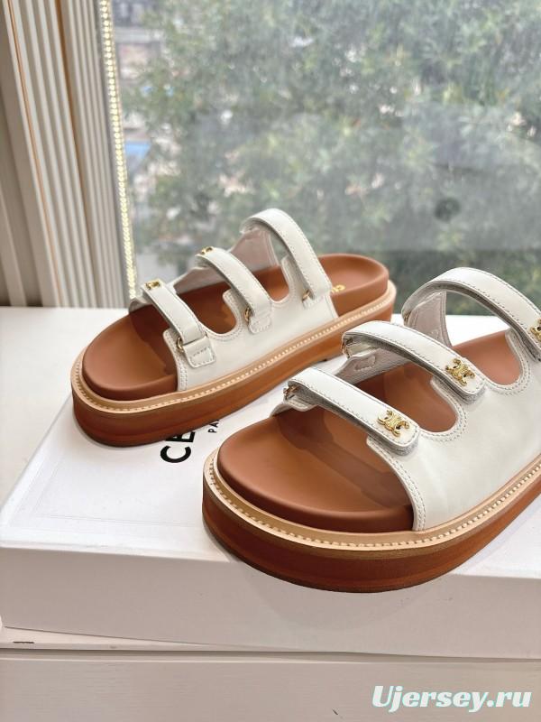 2025 CELINE White Leather Sandals