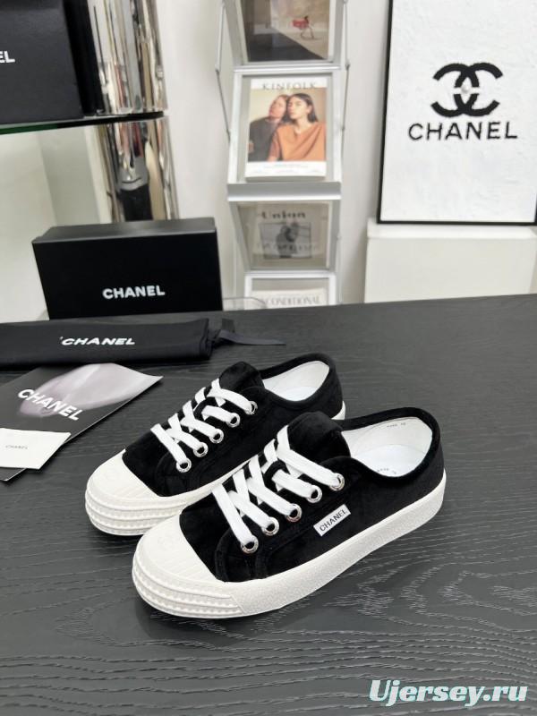 2025 Women Chanel Black Canvas Sneakers LY00230