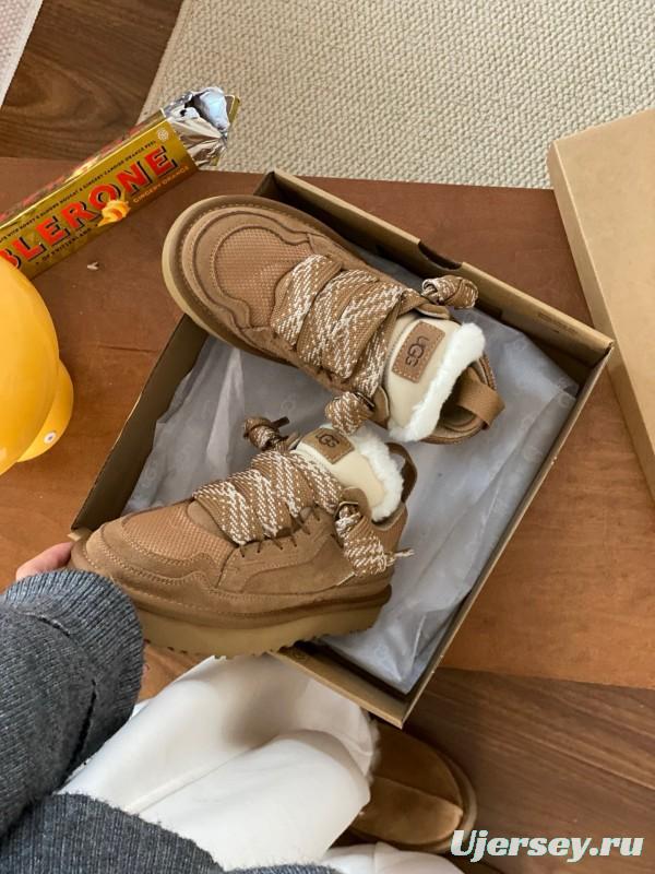2024 Kids UGG Beige Suede Sheepskin Sneaker
