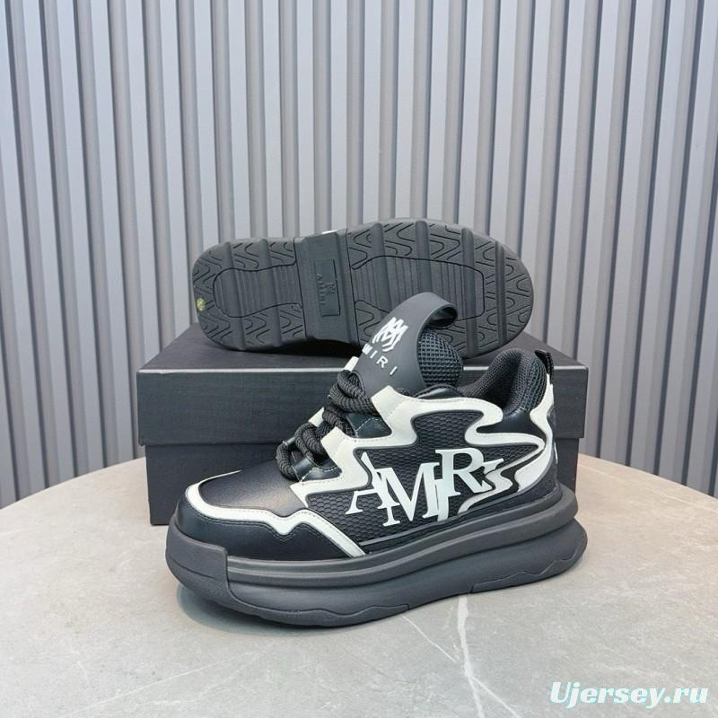 2024 Unisex Amiri Black White Mesh Leather Sneakers MJ00410