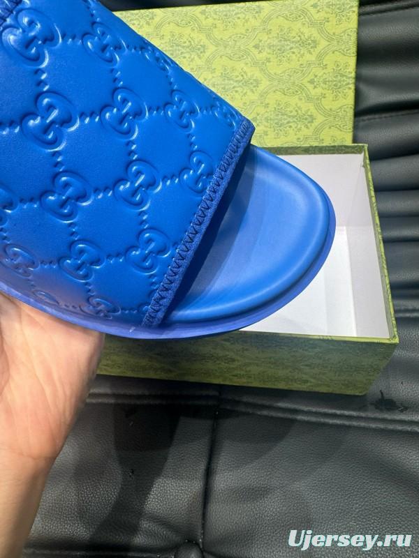2024 Slippers Gucci Blue Leather Slippers MJ00200