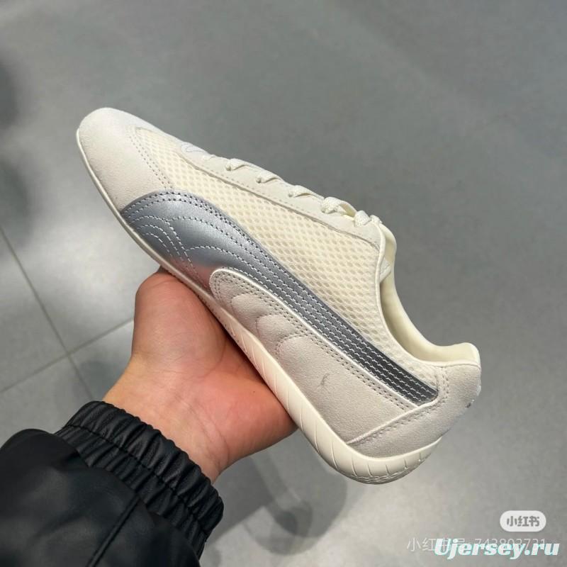 2025 Unisex Puma Milk White Grey Suede Mesh Sneakers SPEEDCAT KFY00260