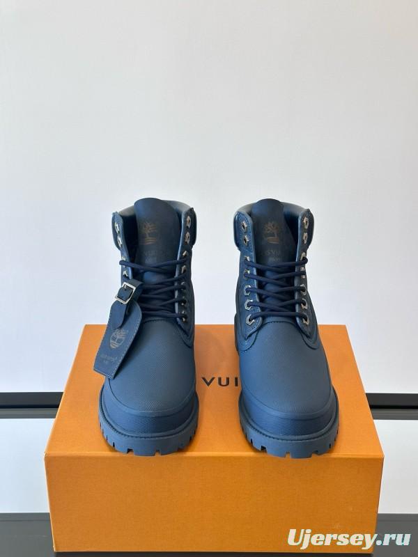 2024 Men Louis Vuitton Blue Leather Ankle Boots MJ00390