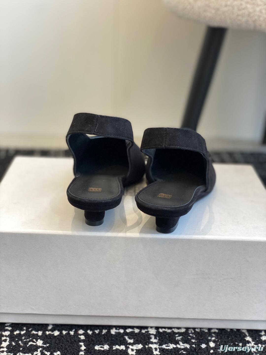 2025 Women Toteme Black Suede Slingback Pumps