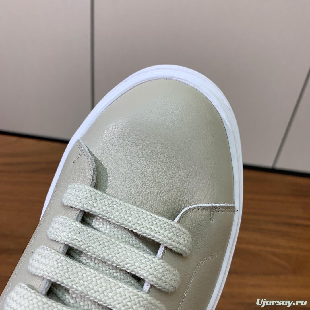 2025 Unisex Brunello Cucinelli Light Grey Leather Casual Sneakers Handcrafted KFY00310