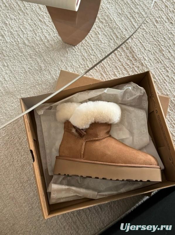2024 Women UGG Antelope Brown Suede Shearling Short Boots MJ00170