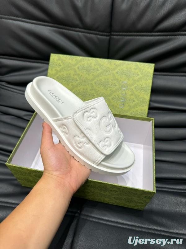2024 Slippers Gucci White Leather Slippers MJ00200