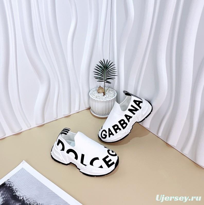 2024 Kids Dolce & Gabbana Pink Black White Fabric Slip-On