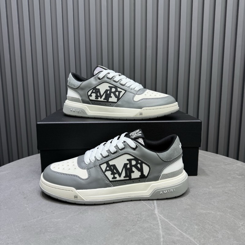 2025 Unisex Amiri White Grey Leather Sneakers MJ00360