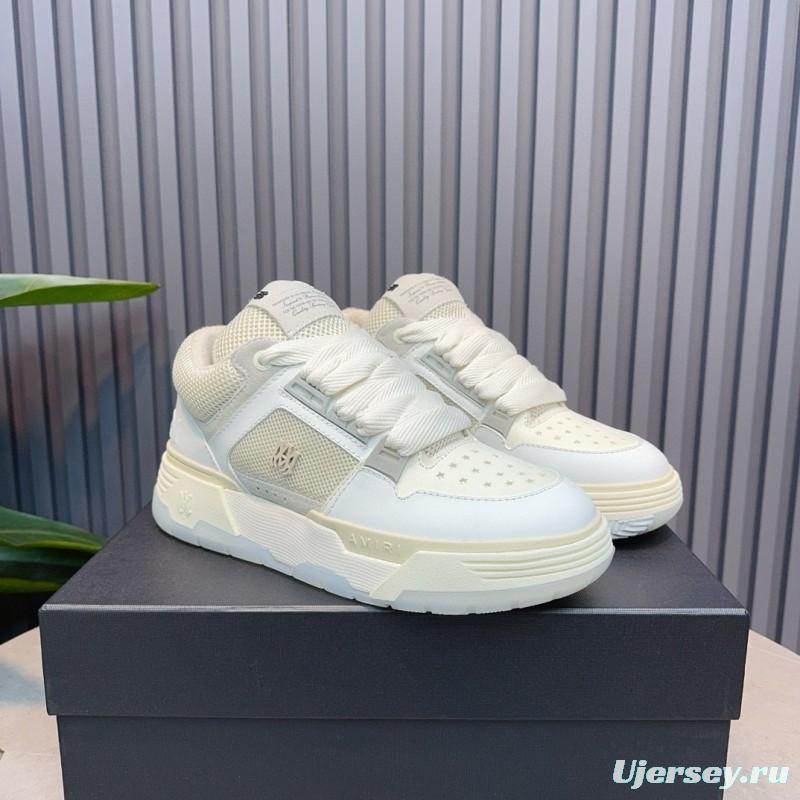 2024 Unisex Amiri White Mesh Leather Sneakers MJ00360