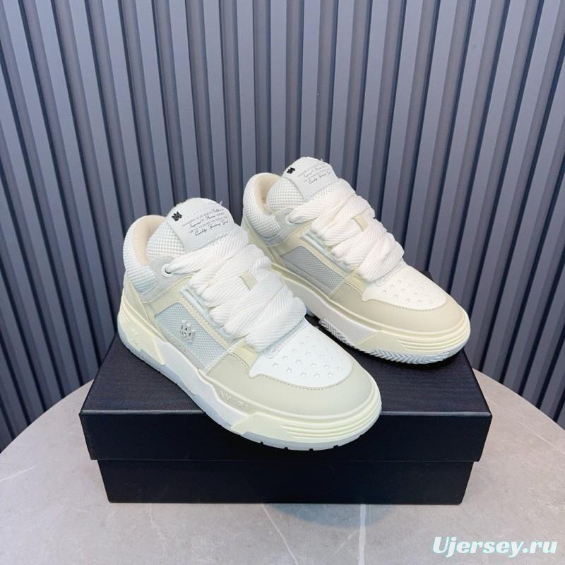 2024 Unisex Amiri White Mesh Leather Sneakers MJ00360