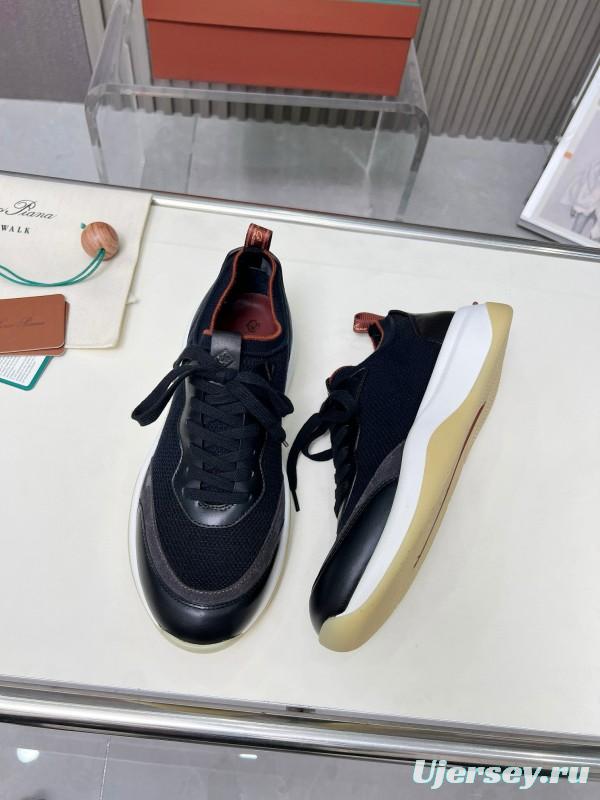 2024 Men Le Parmentier Black Grey Mesh Leather Sneakers