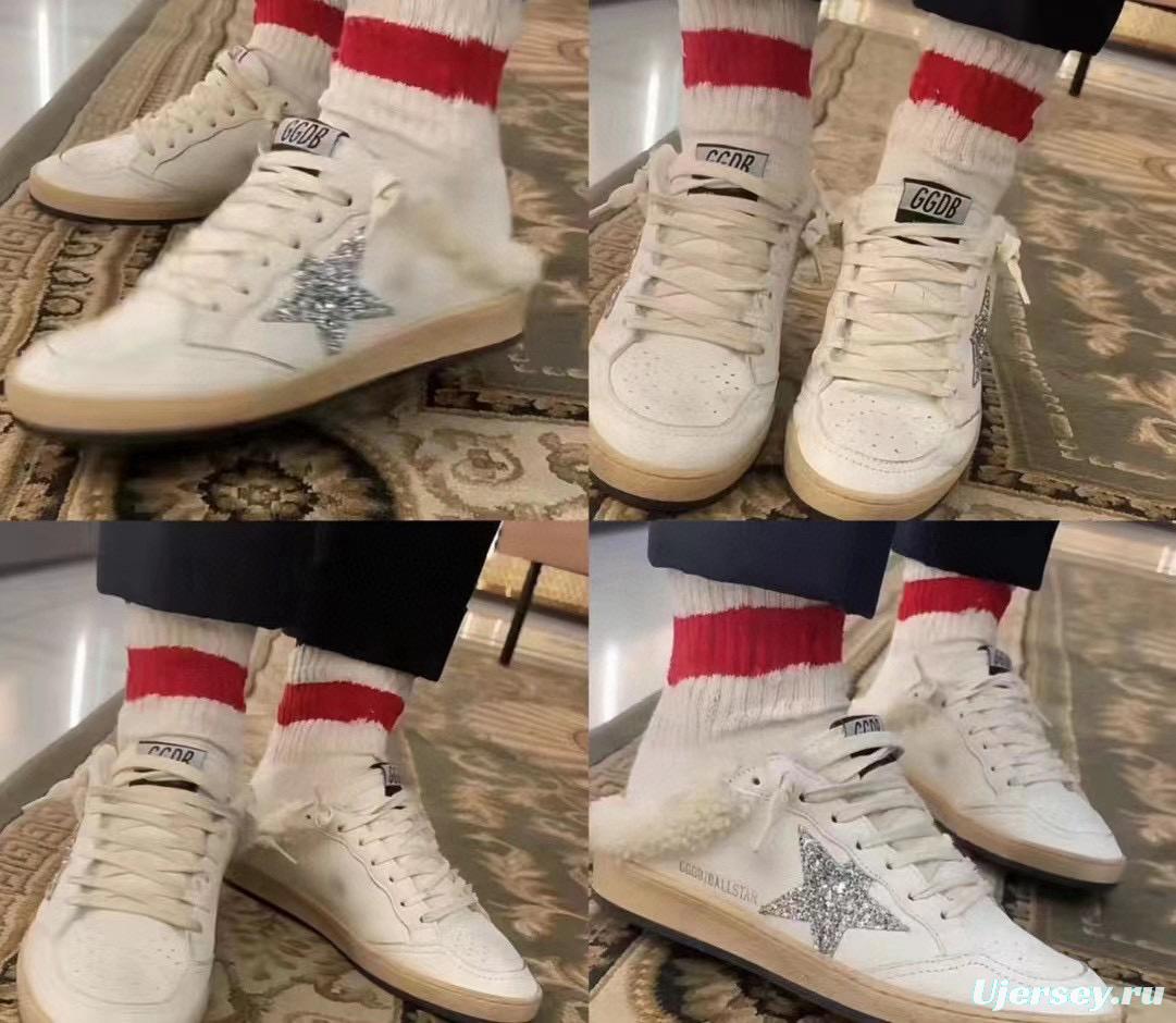 2024 GGDB white silver leather shearling sneakers MJ00280