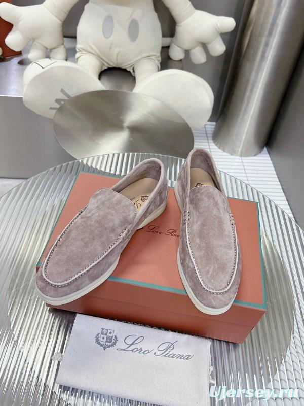 2025 Unisex Philipp Plein Taupe Calf Suede Loafers Soft Latex Sole LY00260