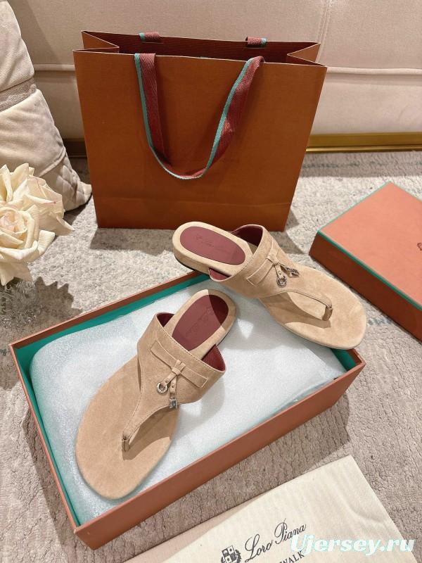 2025 Slippers LP Beige Suede Thong Sandal LY00250