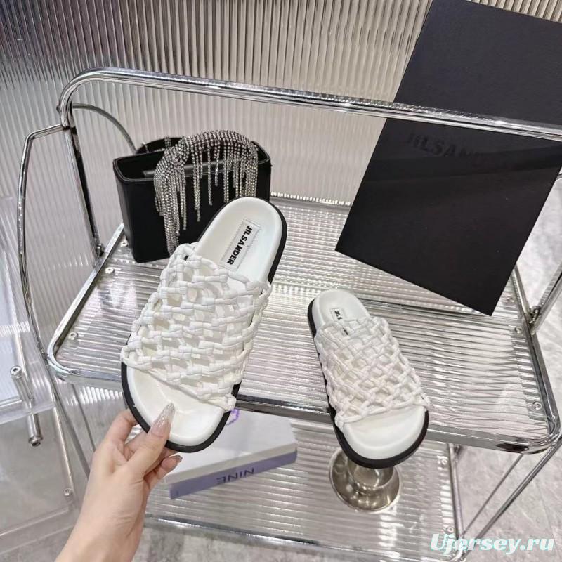 2025 Slippers Jil Sander White Leather Woven