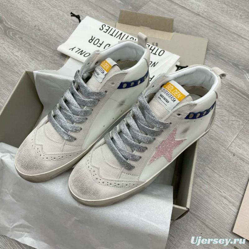 2024 Unisex GGDB White Pink Blue Leather Suede High Top Sneakers MJ00300