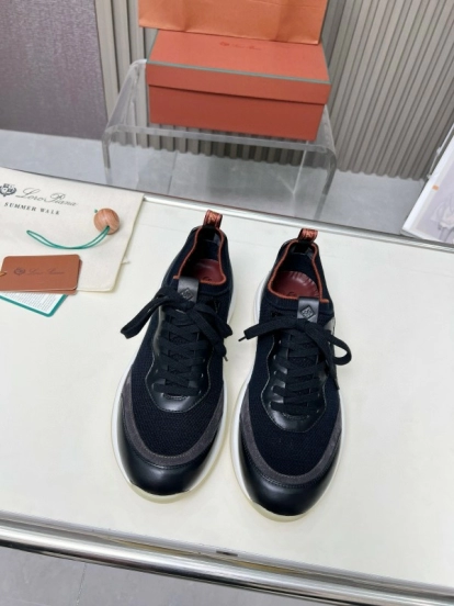 2024 Men Le Parmentier Black Grey Mesh Leather Sneakers